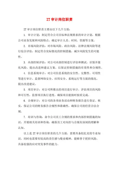 IT审计岗位职责