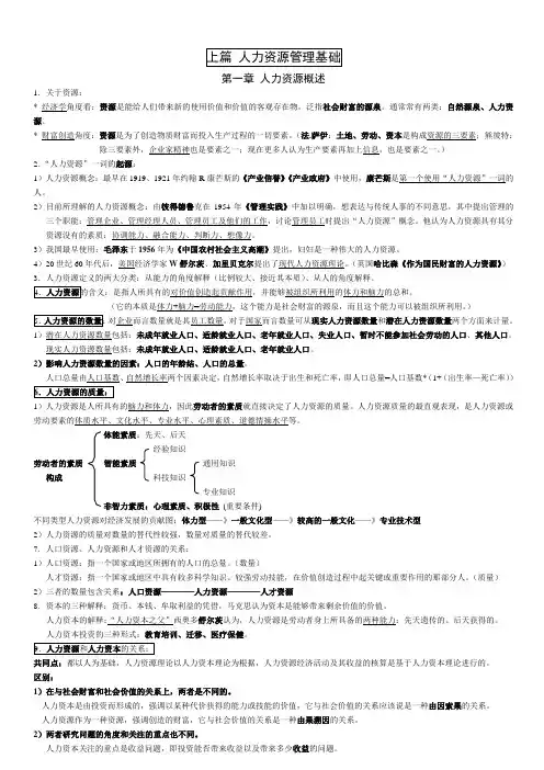 人力资源开发与管理复习资料