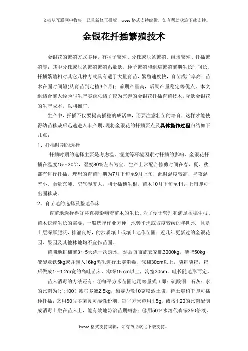 金银花扦插繁殖技术