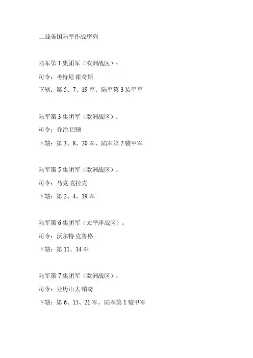 二战美国陆军作战序列