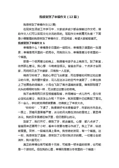 我感受到了幸福作文（12篇）