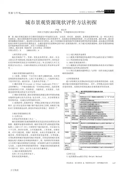 城市景观资源现状评价方法初探