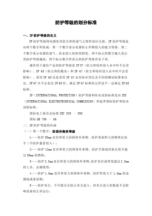 IP防护等级的划分标准