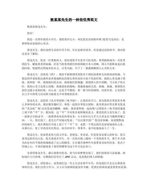 致某某先生的一封信优秀范文