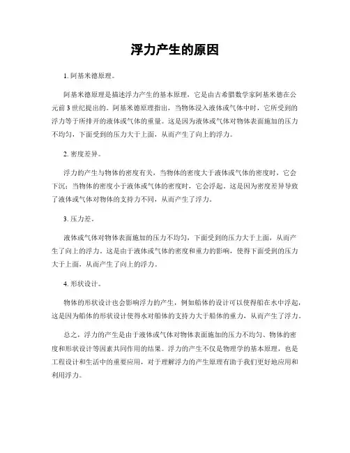 浮力产生的原因