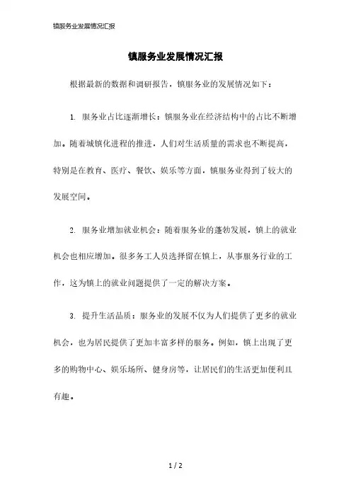 2023版镇服务业发展情况汇报
