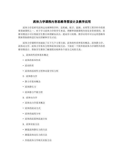 流体力学课程内容思维导图设计及教学应用