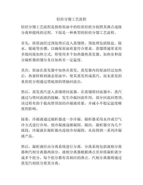 轻烃分馏工艺流程