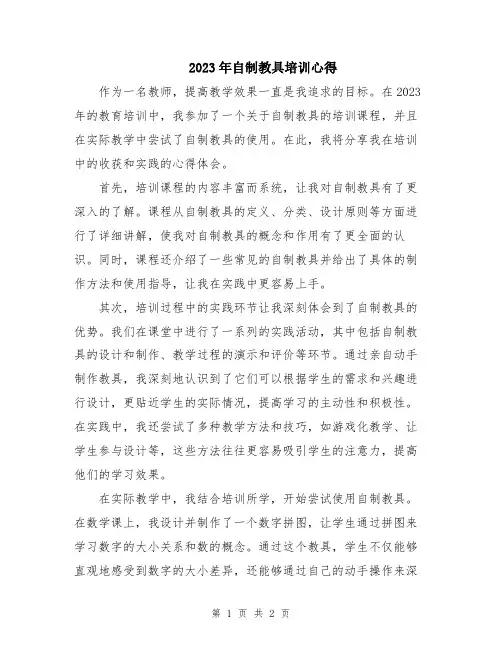 2023年自制教具培训心得