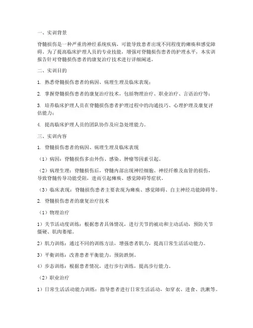 脊髓损伤患者实训报告模板