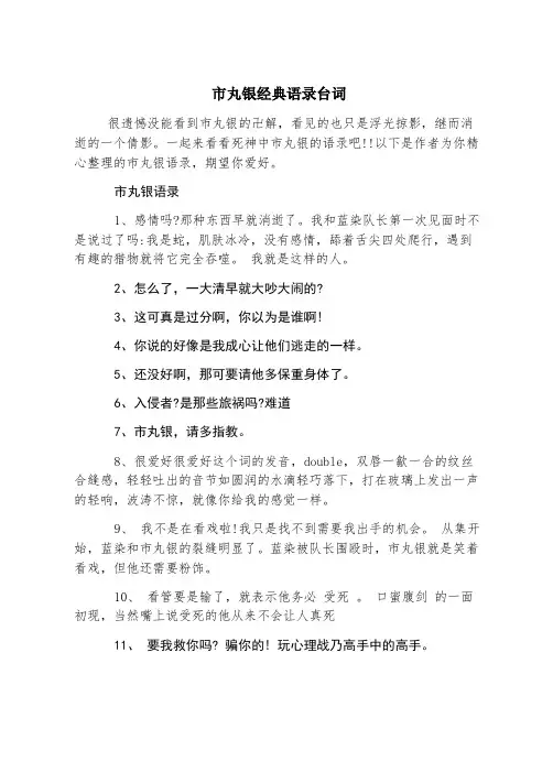 市丸银经典语录台词