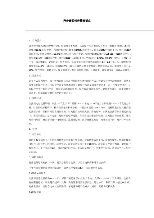 种公猪的饲养管理要点