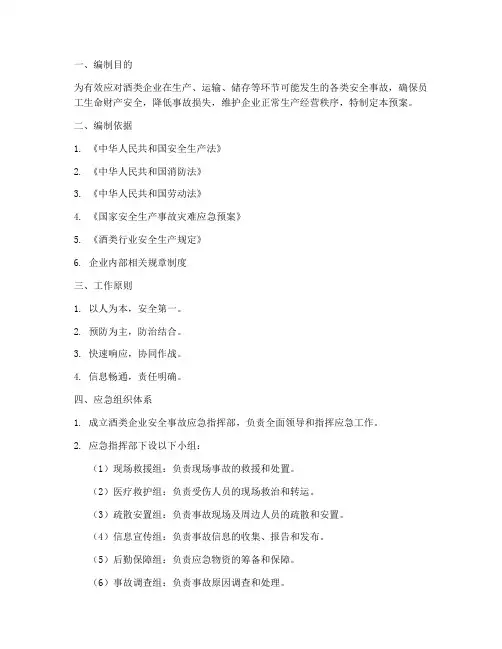 酒类企业安全事故应急预案