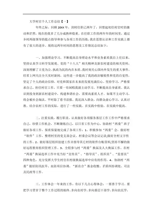 大学村官个人工作总结3篇