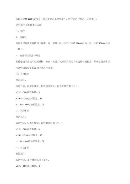 安全帽、安全带、安全网及钢管扣件检验标准