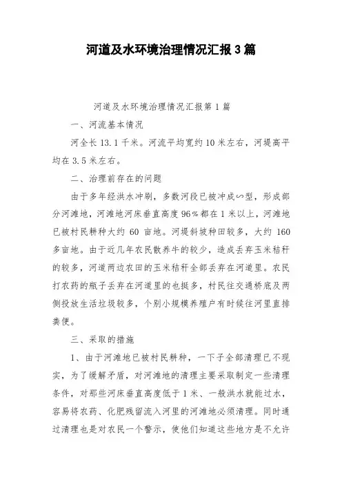 河道及水环境治理情况汇报3篇