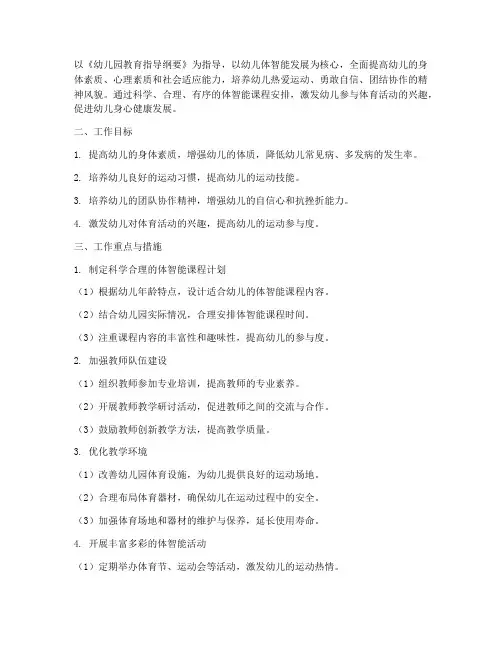 体智能教师工作计划