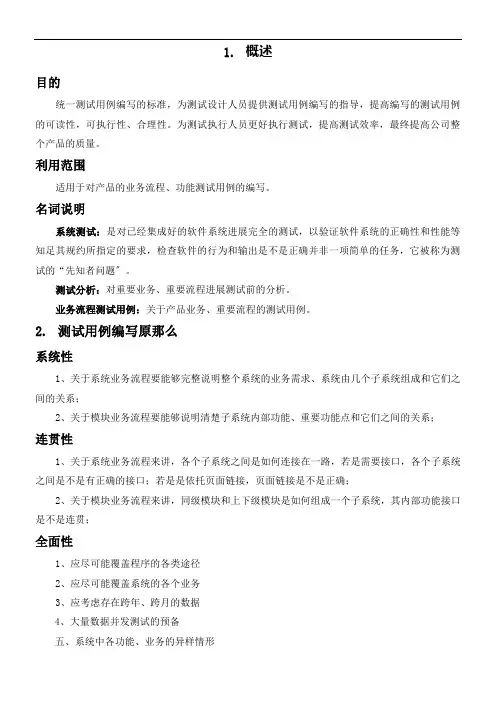 测试用例标准