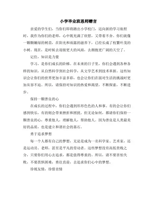小学毕业班恩师赠言