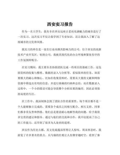 西安实习报告