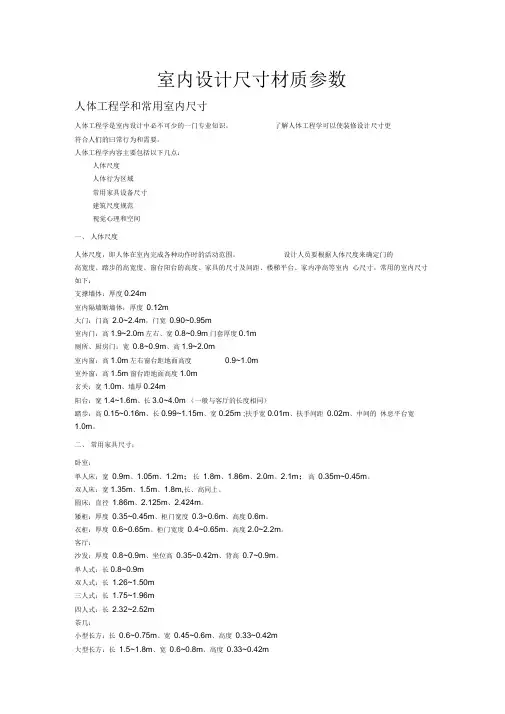 室内设计尺寸及3D材质参数
