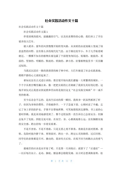 社会实践活动作文十篇