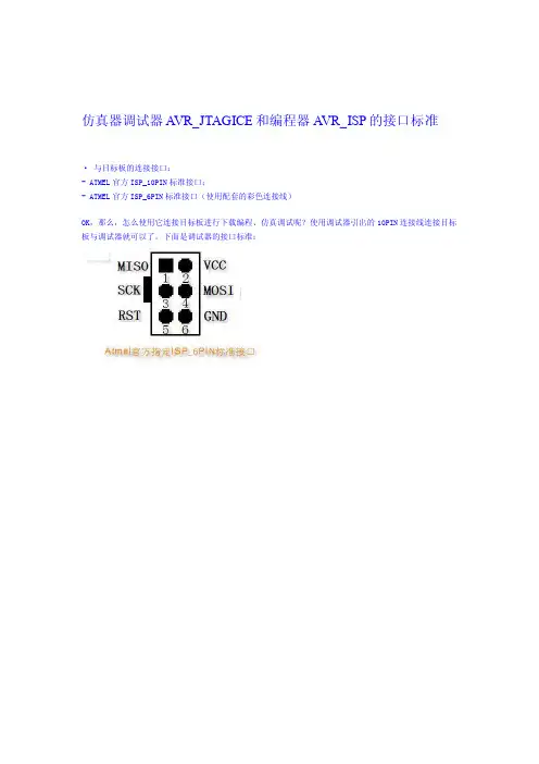 [整理]atmel官方jtagisp（6-10pin）口接口标准