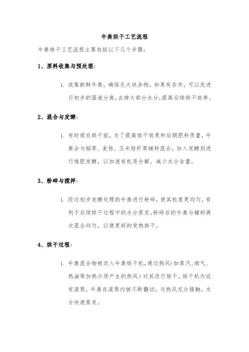 牛粪烘干工艺流程