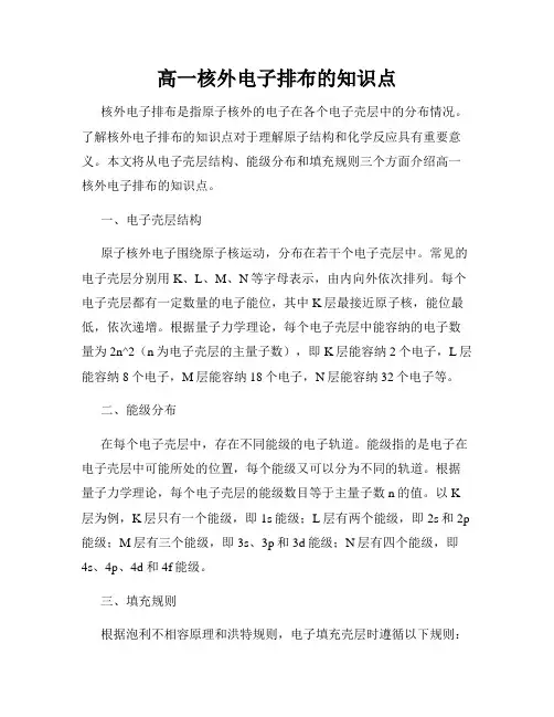 高一核外电子排布的知识点