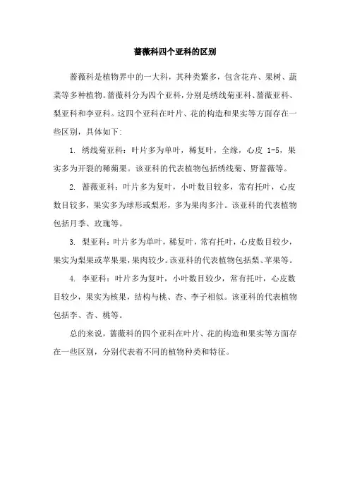 蔷薇科四个亚科的区别