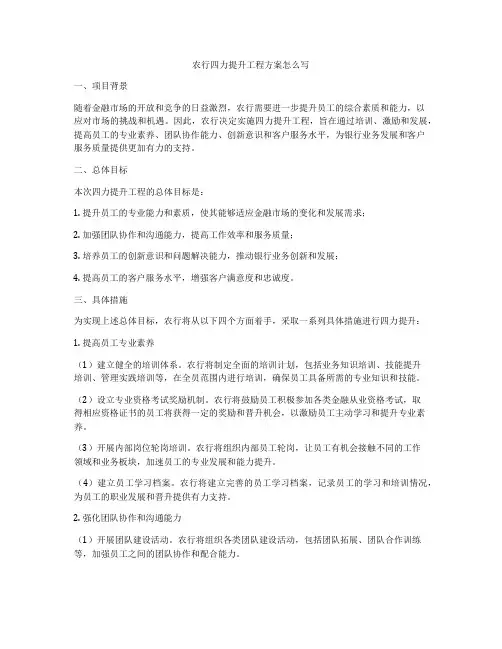 农行四力提升工程方案怎么写