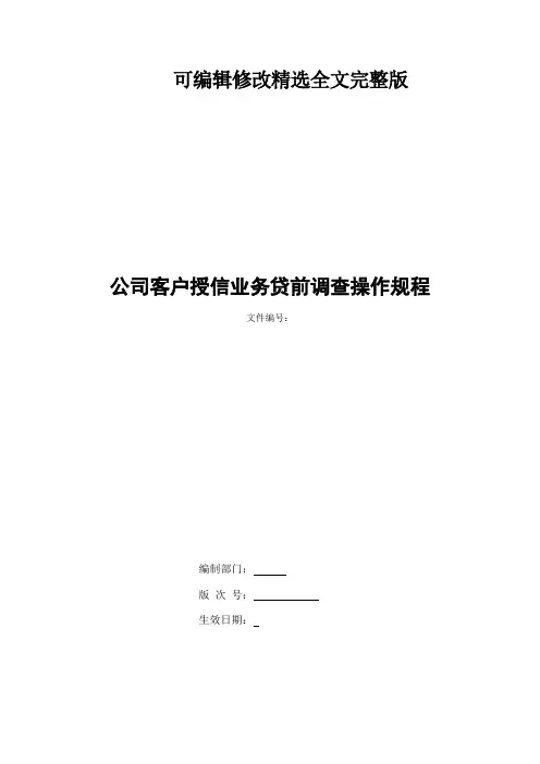 银行公司客户授信业务贷前调查操作规程模版可修改全文