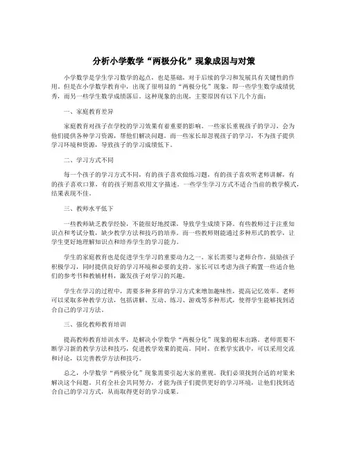 分析小学数学“两极分化”现象成因与对策