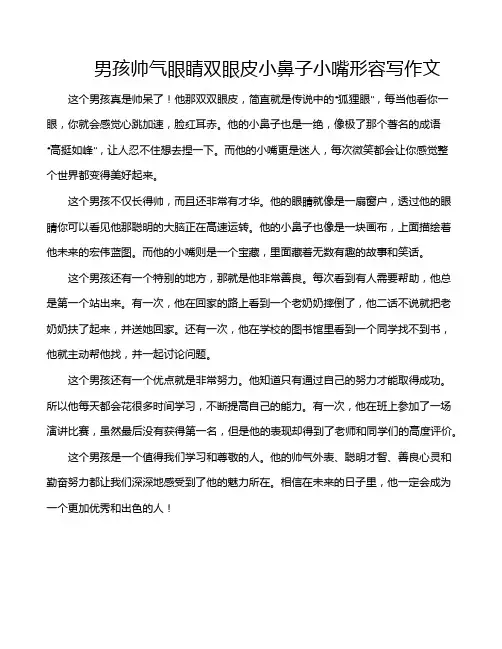 男孩帅气眼睛双眼皮小鼻子小嘴形容写作文