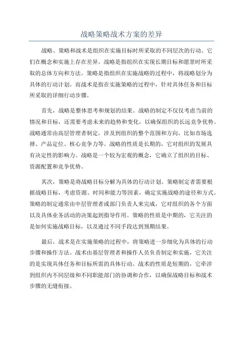 战略策略战术方案的差异