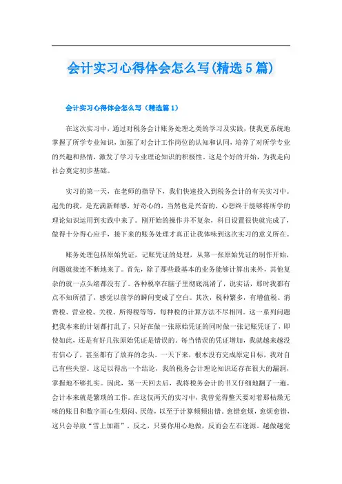 会计实习心得体会怎么写(精选5篇)