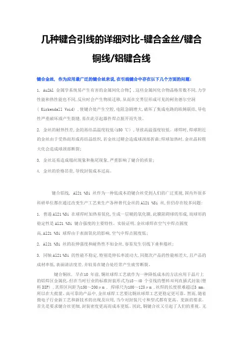 几种键合引线的详细对比