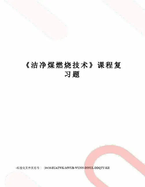 《洁净煤燃烧技术》课程复习题