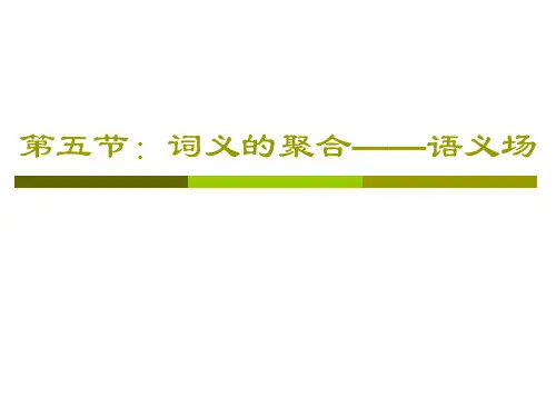 第四章：词 汇之第五节：词义的聚合——语义场