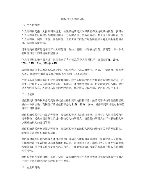 纳税相关知识点总结