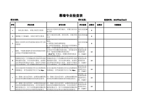 幕墙专业检查表