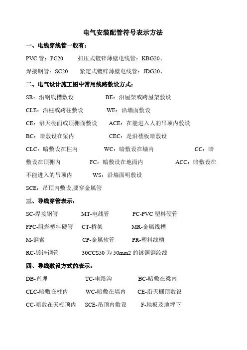电气安装配管符表示方法
