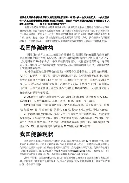 我国能源及能源政策