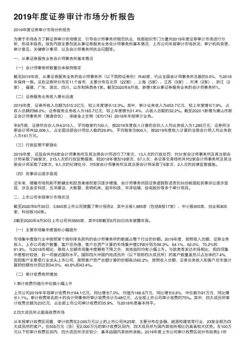 2019年度证券审计市场分析报告