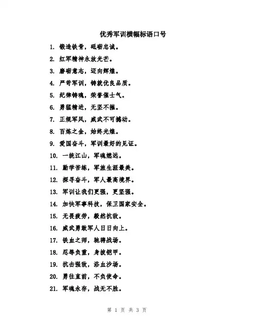 优秀军训横幅标语口号