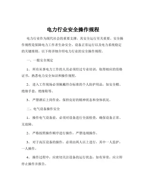 电力行业安全操作规程