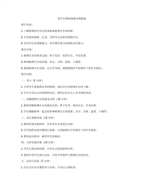 初中生物的观察实例教案