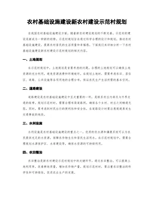 农村基础设施建设新农村建设示范村规划