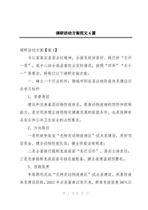 调研活动方案范文4篇
