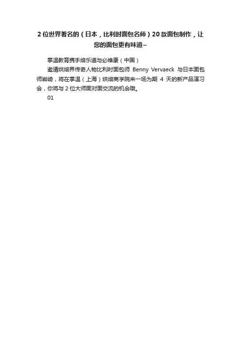 2位世界著名的（日本，比利时面包名师）20款面包制作，让您的面包更有味道~